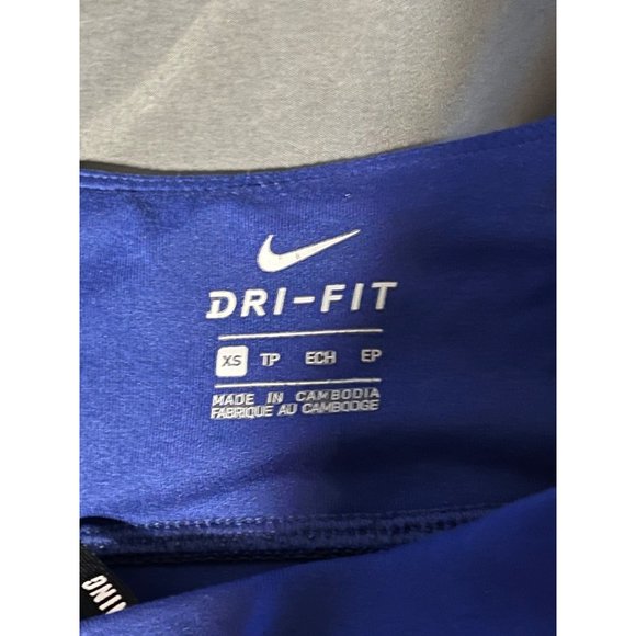 Nike Dri- Fit leggings size X Small royal blue cropped mesh patch Drawstring - Picture 4 of 8